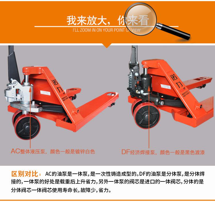 諾力手動叉車載重2.5噸手動液壓搬運車手動推車地牛托盤搬運車